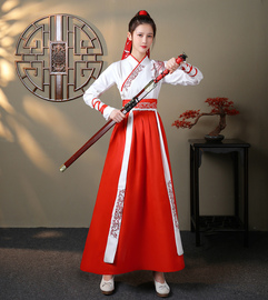 古装武侠风(武侠风)汉服，女中国风侠客学生改良民国风，男女同款班服交领套装