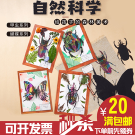 自然科学儿童手工diy制作材料，包幼儿园创意，立体贴画相框画作品