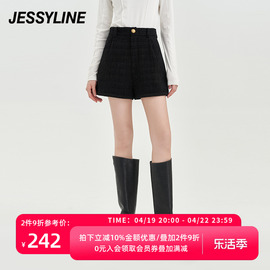 杰茜莱时尚黑色百搭直筒短裤女装春秋季显瘦打底裤 jessyline