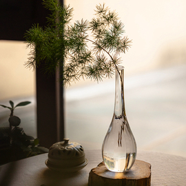 掬涵玻璃小花瓶透明插花水养，水培小口花器观音，玉净瓶梅瓶侘寂禅意