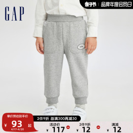 gap男幼童秋冬季logo宽松天鹅绒束脚裤，儿童装洋气运动裤785558