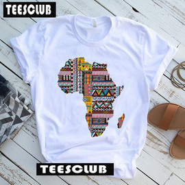 Africa Map Tshirt 个性跨境欧美风非洲地图印花男女同款情侣t恤