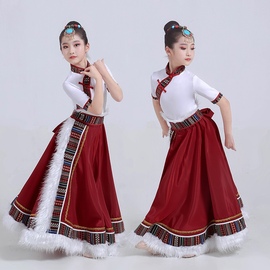 儿童藏族表演服藏族舞蹈服装演出服，话剧民族舞台藏服女童服装
