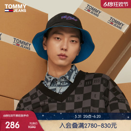 Tommy Collection男纯棉花体刺绣抽绳宽檐遮阳渔夫帽AU0AU01690