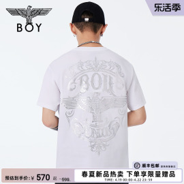 BOYLONDON春夏24男女同款T恤肌理印花立体印花烫钻短袖N01031