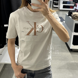 CK Calvin Klein2024女士夏季棉质简约百搭字母印花圆领短袖T恤