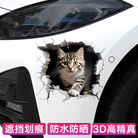 个性宠物猫咪车贴抓痕汽车贴纸车身，划痕遮挡贴摩托车，3d卡通贴防水