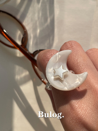 Bulog原创手作皎洁月亮星星串珠可爱甜酷小众设计戒指指环饰品女