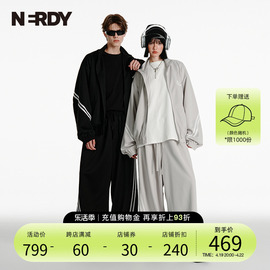 nerdy2024春季情侣宽松休闲斜双杠，上衣外套裤子运动套装女