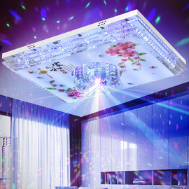 客厅灯蓝牙音乐语音吸顶灯，长方形七彩水晶灯，led遥控卧室灯具