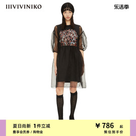 IIIVIVINIKO春夏复古欧根纱薄纱连衣裙女M220607143D