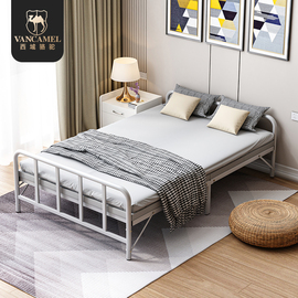 床铁艺床双人床1.5米铁架床，单人床1.2家用铁床，现代简约折叠床家用