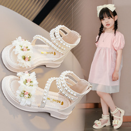 女童凉鞋夏季时尚公主鞋，夏季2024中大童露趾，小女孩学生罗马鞋
