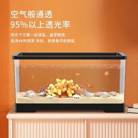 鱼缸客厅小型生态轻奢亚克力，一体成型桌面电视柜，旁家用防摔水族箱