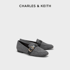 charles&keith春夏女鞋，ck1-70380889金属扣带饰平跟通勤乐福鞋女