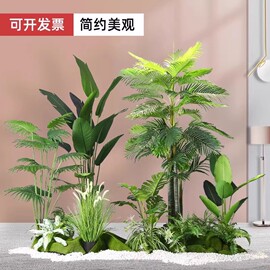 仿真绿植盆栽植物造景，室内盆景餐厅场景装饰橱窗，景观楼梯下仿真树