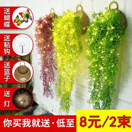 仿真花金钟柳壁挂花藤塑料绿植物墙吊兰假花盆栽室内墙面装饰假花