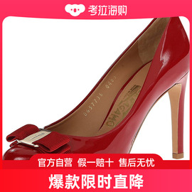 香港直邮SALVATORE FERRAGAMO 女士红色漆皮蝴蝶结高跟鞋 0592515