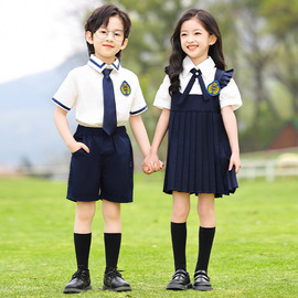 幼儿园毕业照园服英伦学院，风校服小学生，夏款礼服夏季短袖儿童班服