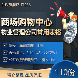 110份商场购物中心物业管理公司考核评分检查养护维修登记录表格室内安防报警应急反应流程用户装修管理流程