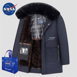 NASA潮牌男士大毛领棉袄爸爸装中老年棉衣加绒加厚冬季中年保