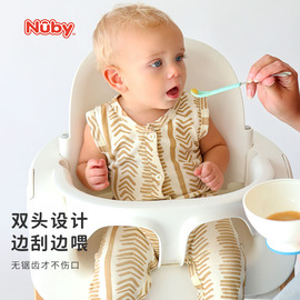 nuby努比宝宝水果，刮泥勺婴儿喂食双头辅食勺硅胶，勺子果泥勺2支