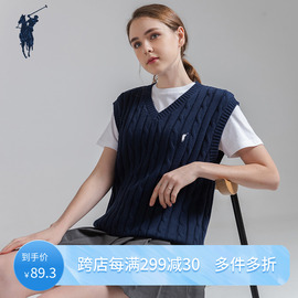 polo保罗rV领针织毛衣背心2024秋冬衬衫搭配叠穿学院风马甲女