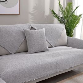 四季棉麻沙发垫亚麻布艺通用简约老粗布纯色坐垫子夏季沙发套罩巾