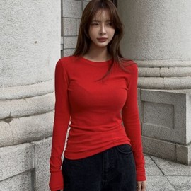 韩国东大门时尚舒适潮流女装，长款t恤秋冬修身打底衫
