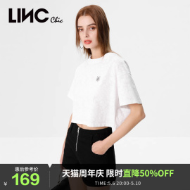 lincchic金羽杰短裤女碳黑色，拉链设计洗水牛仔短裤s222ds609