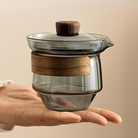 玻璃盖碗茶杯小号单个高档不烫手手抓壶一人功夫茶具泡茶壶泡茶杯