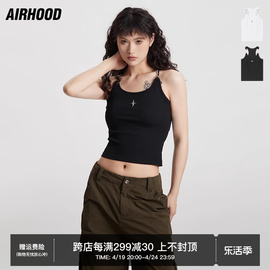 AIRHOOD 夏季黑色吊带小背心上衣女性感修身短款白色内搭打底辣妹