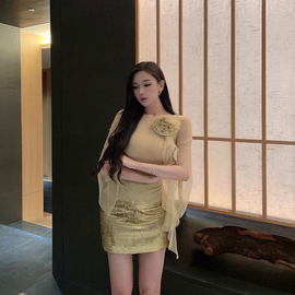 王玖玖设计感网纱短袖衬衫，女夏季薄款花朵胸针衬衣高级感气质上衣