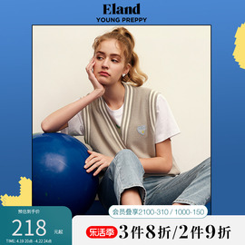 Eland衣恋设计简约风针织马夹女时尚宽松无袖马甲春夏款