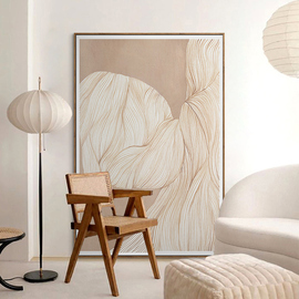 现代简约抽象装饰画莫兰迪色客厅卧室挂画法式奶油风大幅落地壁画