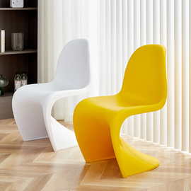 北欧家用餐椅可叠放简约设计师，洽谈网红塑料，靠背椅潘东椅梳妆凳子