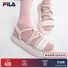 FILA 斐乐麻花凉鞋女鞋休闲鞋厚底凉拖沙滩鞋软底鞋子