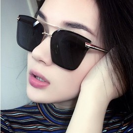 李小璐同款韩版复古太阳镜炫彩，反光太阳眼镜百搭方框女墨镜