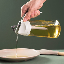 厨房大容量玻璃防尘防漏油壶自动开盖翻盖油瓶液体调味瓶油壶