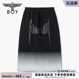 BOYLONDON春季24女士长裙变形字母印花黑灰渐变半身裙W18002