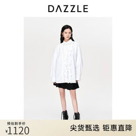 dazzle地素奥莱漂白色衬衫，春秋装法式宫廷，风长袖衬衣上衣女