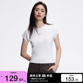 绫致ONLY2024春夏简约休闲蝙蝠袖收腰修身短款T恤女