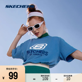 skechers斯凯奇t恤情侣，款透气上衣男潮流，体恤圆领运动宽松短袖女