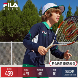 FILA KIDS斐乐童装男大童长袖POLO衫2024春儿童网球运动上衣