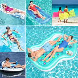 加厚单双人(单双人)充气浮，排成人儿童浮板游泳圈，漂浮气垫浮床水上椅子沙发