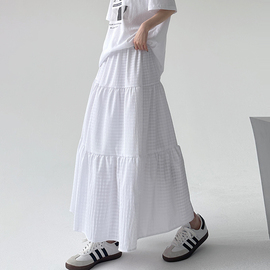 白色宽松显瘦A字裙女2024夏装今年流行设计感长款高腰半身裙