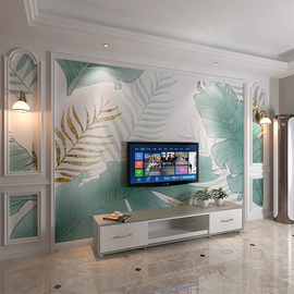 北欧电视背景墙壁纸现代简约小清新墙纸客厅沙发，装饰壁画影视墙布