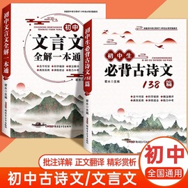 初中生必 背古诗文138篇文言文全解一本通人教版七八九年级中考语文古诗词译注与赏析阅读训练全析完全解读小升初