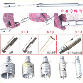 冲击电锤钻头墙壁开孔器穿墙空心，钻冲击钻扩孔钻头油烟机长圆柄3