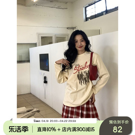 yesroom「乐队」24春季简约休闲宽松圆领长袖卡通印花棉质T恤